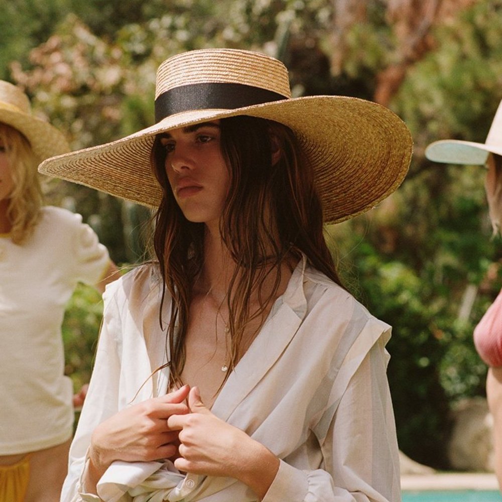 Lack Of Color Tan and Black Wide-Brim Hat